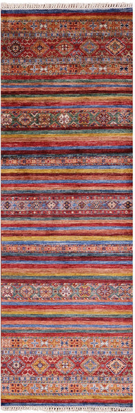 Khorjin Persian Gabbeh Hand Knotted Wool Runner Rug - 2' 8" X 7' 10" - Golden Nile