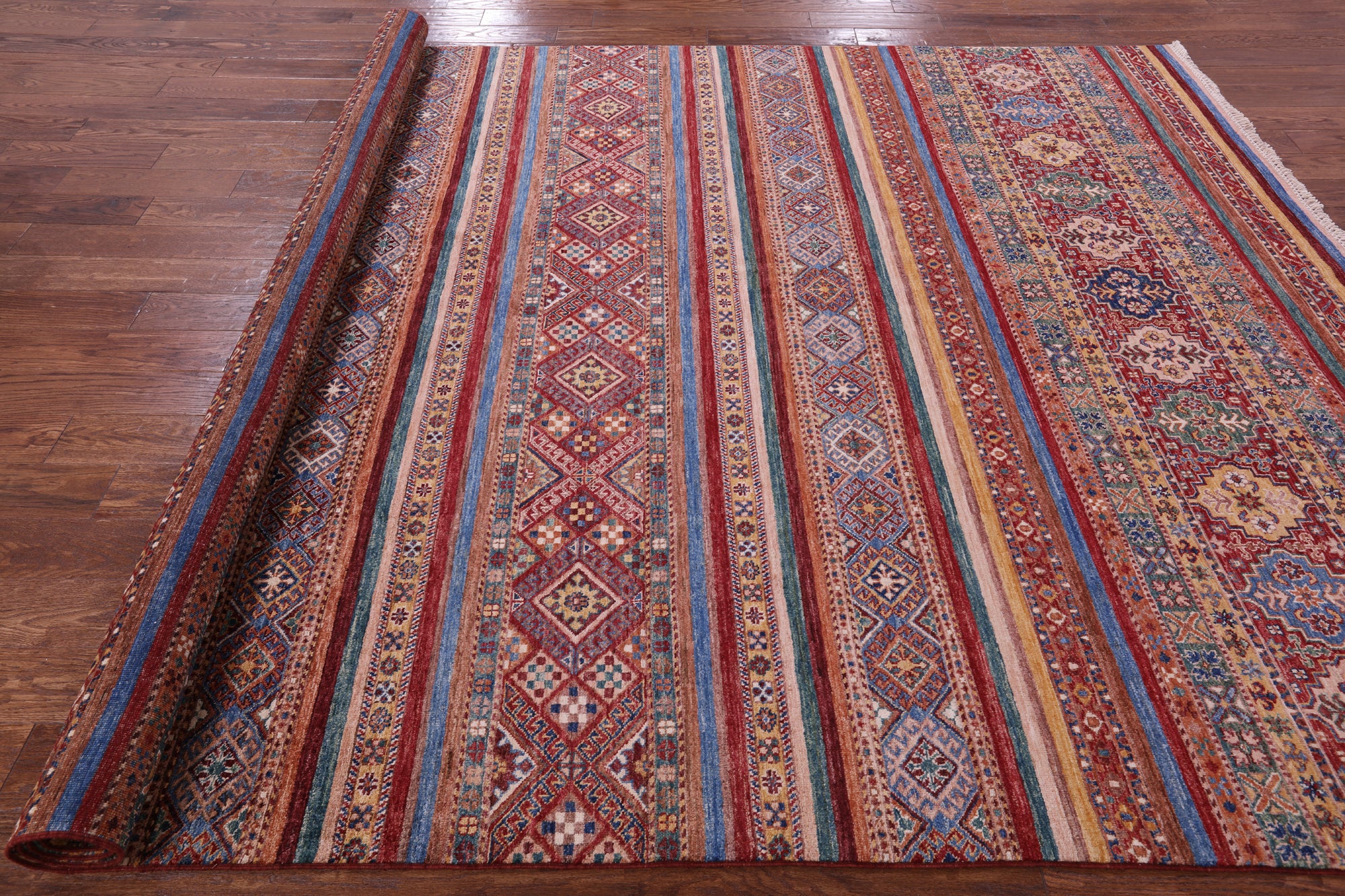 Khorjin Persian Gabbeh Hand Knotted Wool Rug - 8' 2" X 11' 6" - Golden Nile