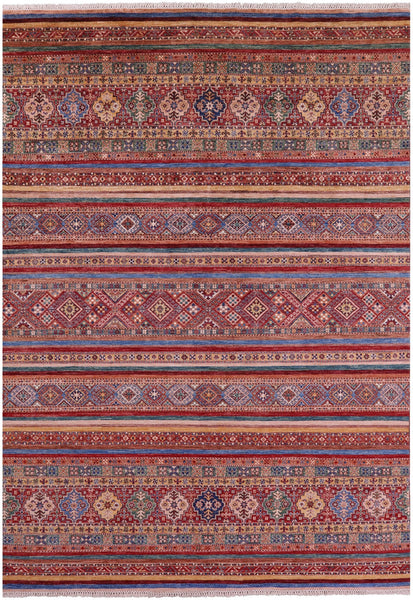 Khorjin Persian Gabbeh Hand Knotted Wool Rug - 8' 2" X 11' 6" - Golden Nile