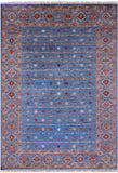 Blue Khorjin Persian Gabbeh Hand Knotted Wool Rug - 5' 10" X 8' 0" - Golden Nile