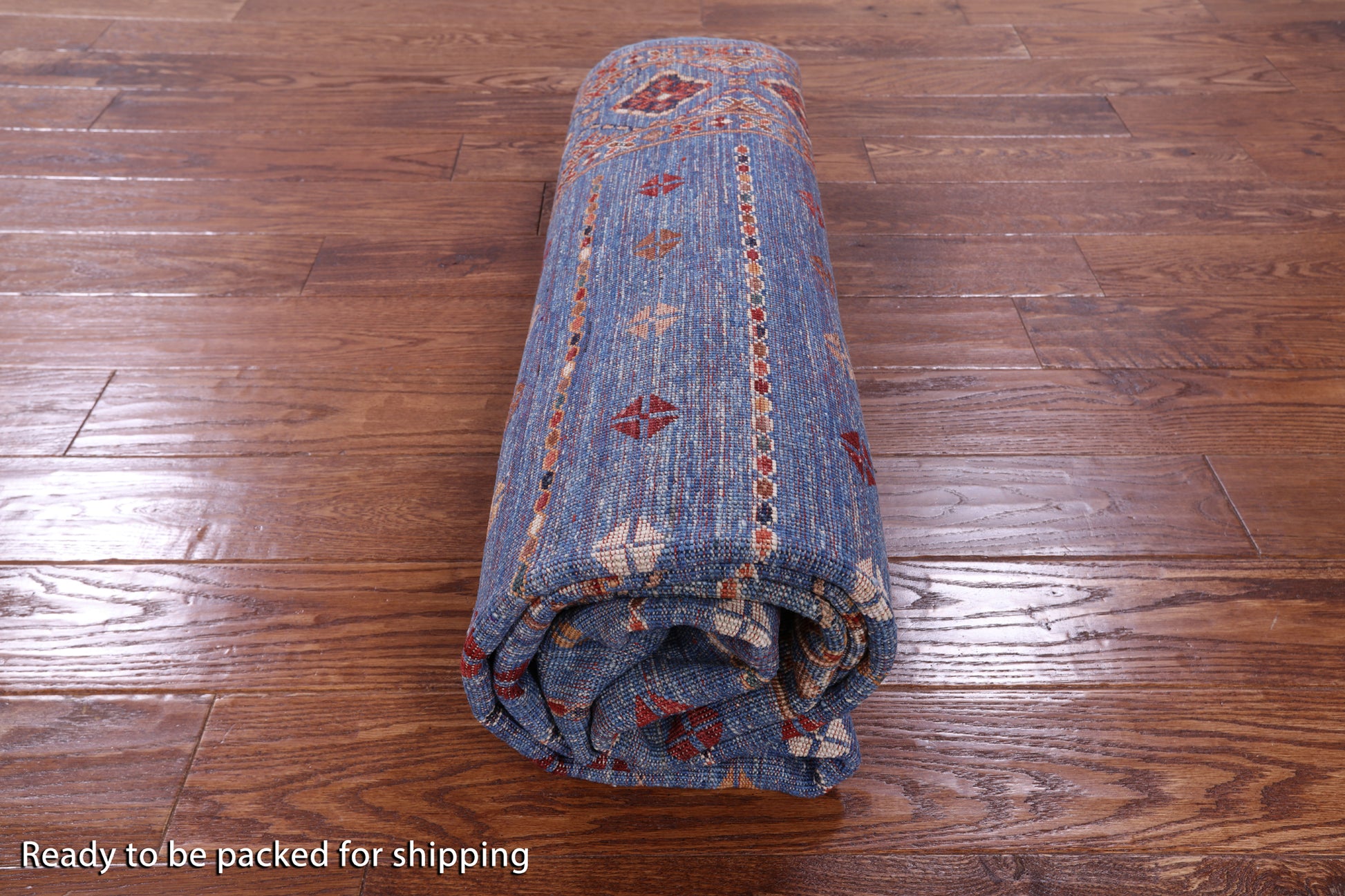 Blue Khorjin Persian Gabbeh Hand Knotted Wool Rug - 5' 10" X 8' 0" - Golden Nile