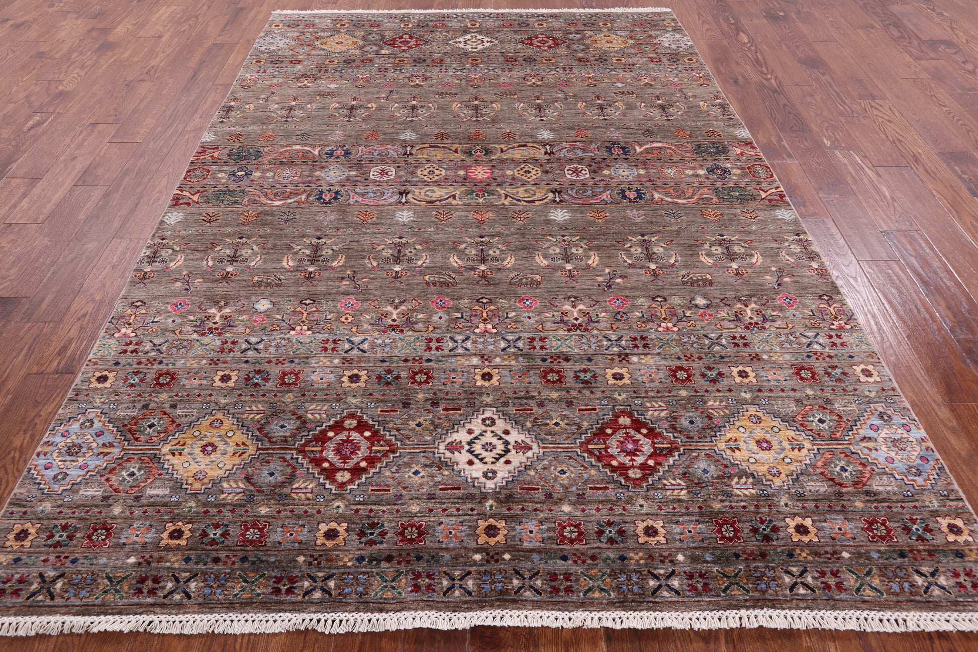 Persian Gabbeh Handmade Wool Rug - 6' 9" X 9' 9" - Golden Nile