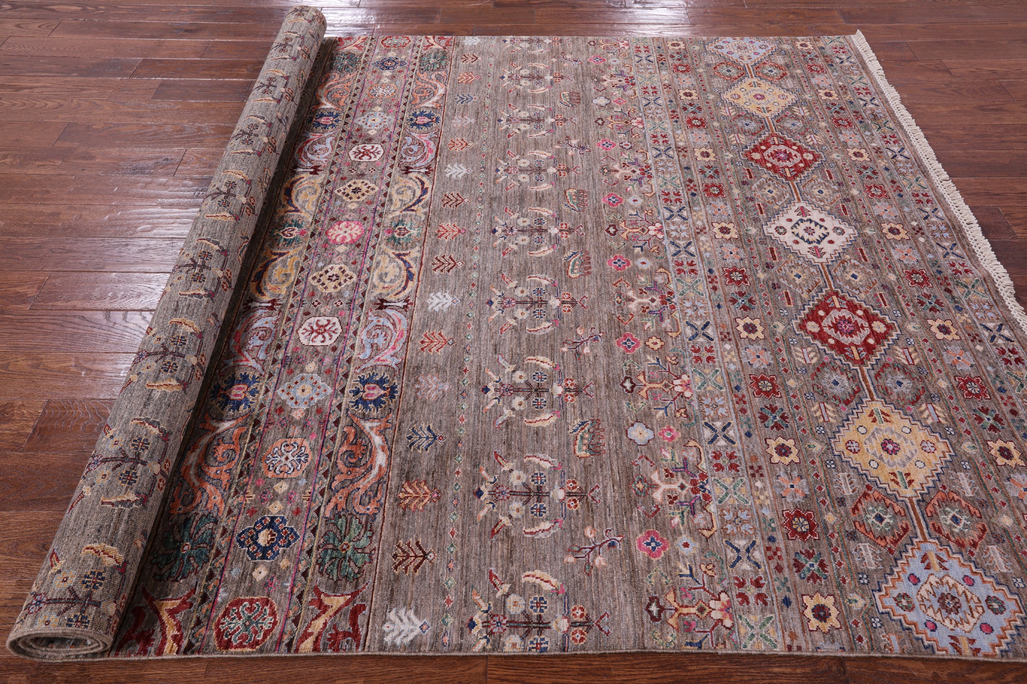 Persian Gabbeh Handmade Wool Rug - 6' 9" X 9' 9" - Golden Nile