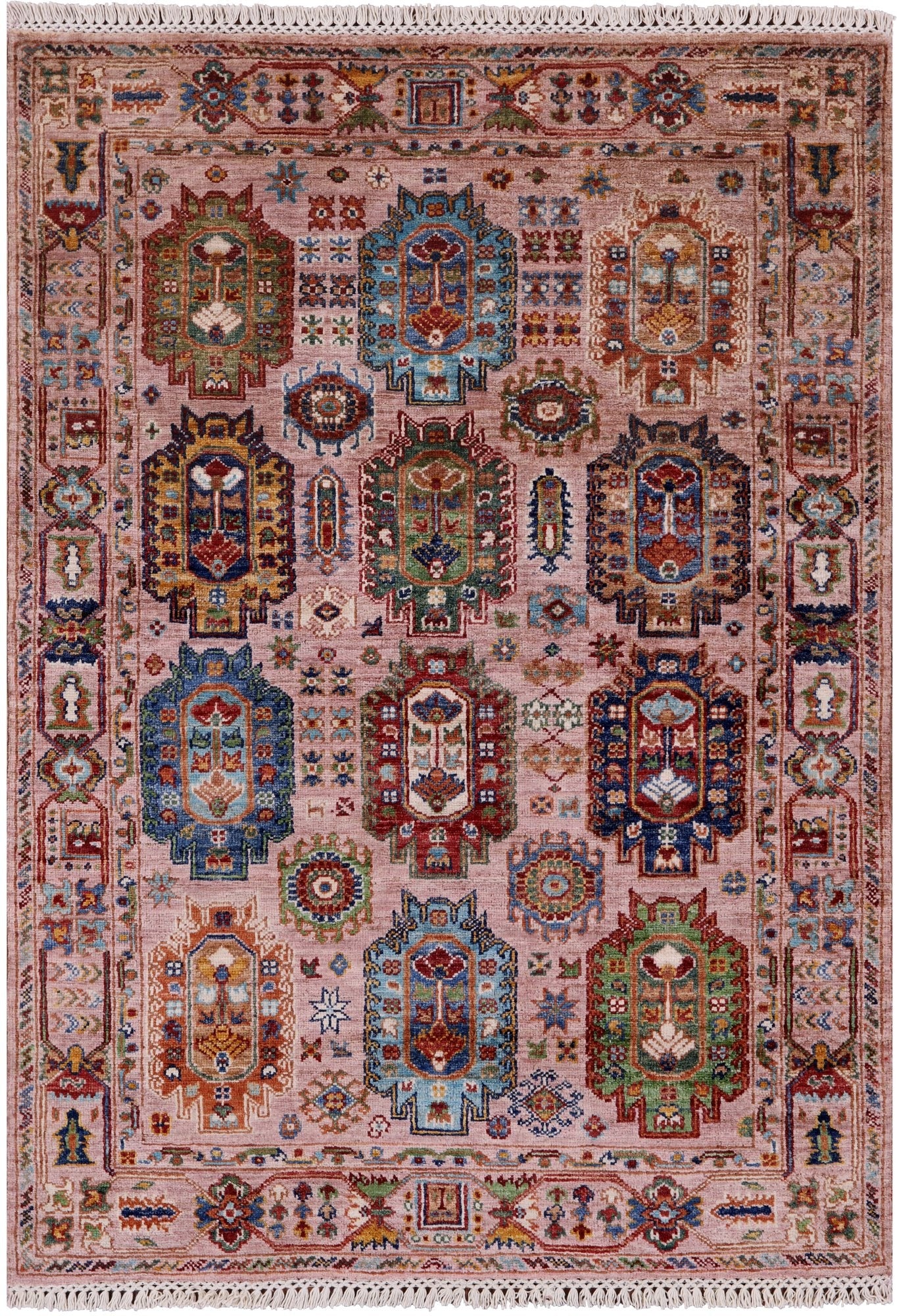 Turkmen Ersari Hand Knotted Wool Rug - 3' 6" X 4' 10" - Golden Nile