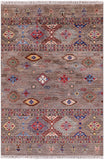 Khorjin Persian Gabbeh Handmade Wool Rug - 3' 7" X 5' 3" - Golden Nile