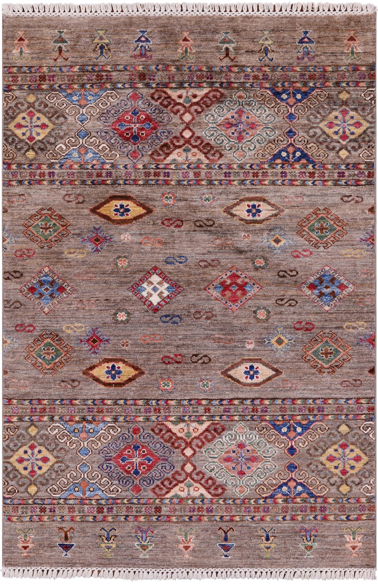Khorjin Persian Gabbeh Handmade Wool Rug - 3' 7" X 5' 3" - Golden Nile