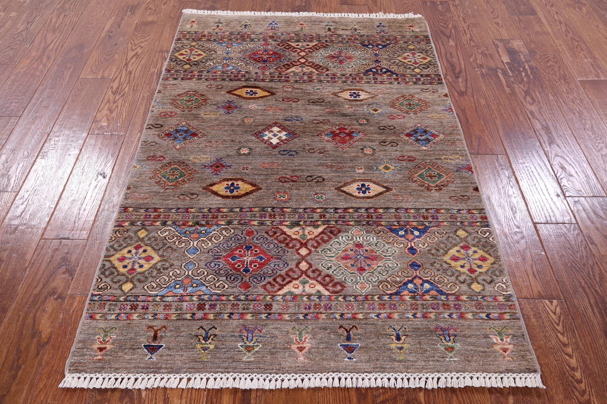 Khorjin Persian Gabbeh Handmade Wool Rug - 3' 7" X 5' 3" - Golden Nile