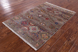 Khorjin Persian Gabbeh Handmade Wool Rug - 3' 7" X 5' 3" - Golden Nile