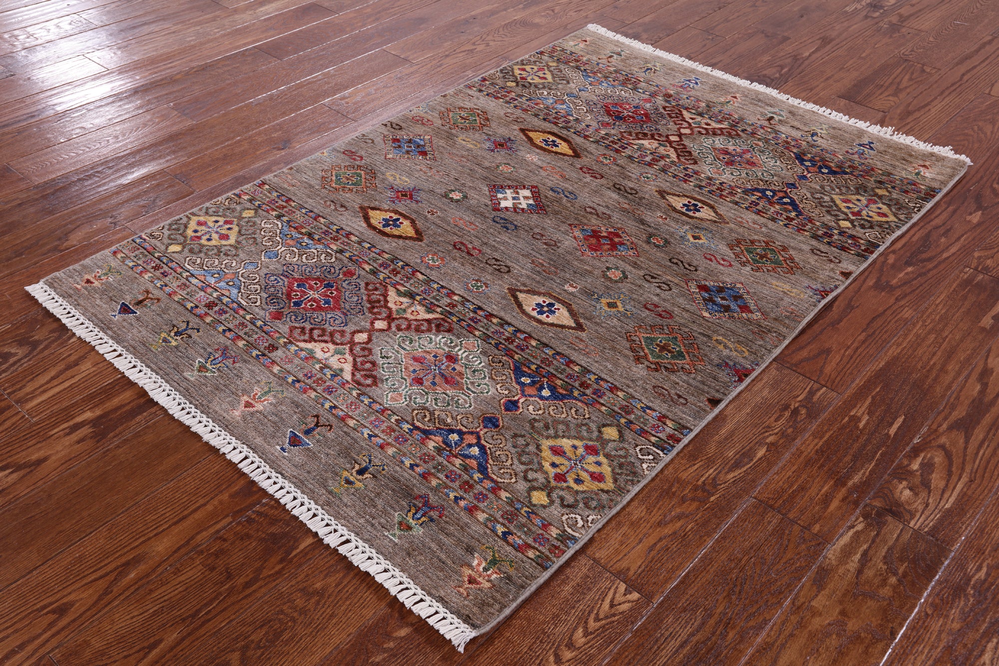 Khorjin Persian Gabbeh Handmade Wool Rug - 3' 7" X 5' 3" - Golden Nile