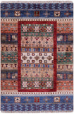 Tribal Persian Gabbeh Hand Knotted Wool Rug - 3' 4" X 4' 10" - Golden Nile