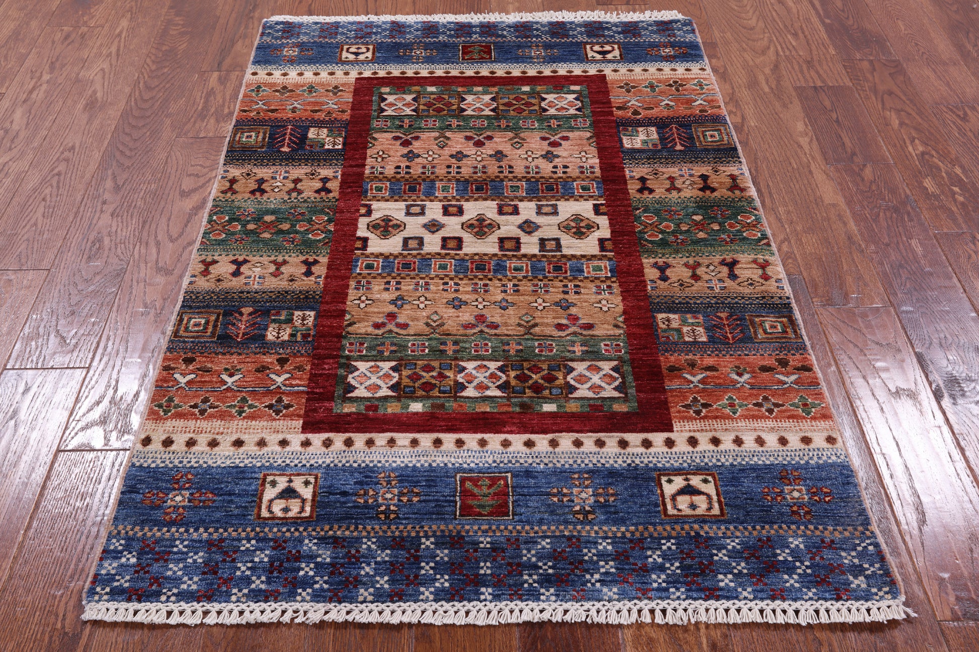 Tribal Persian Gabbeh Hand Knotted Wool Rug - 3' 4" X 4' 10" - Golden Nile