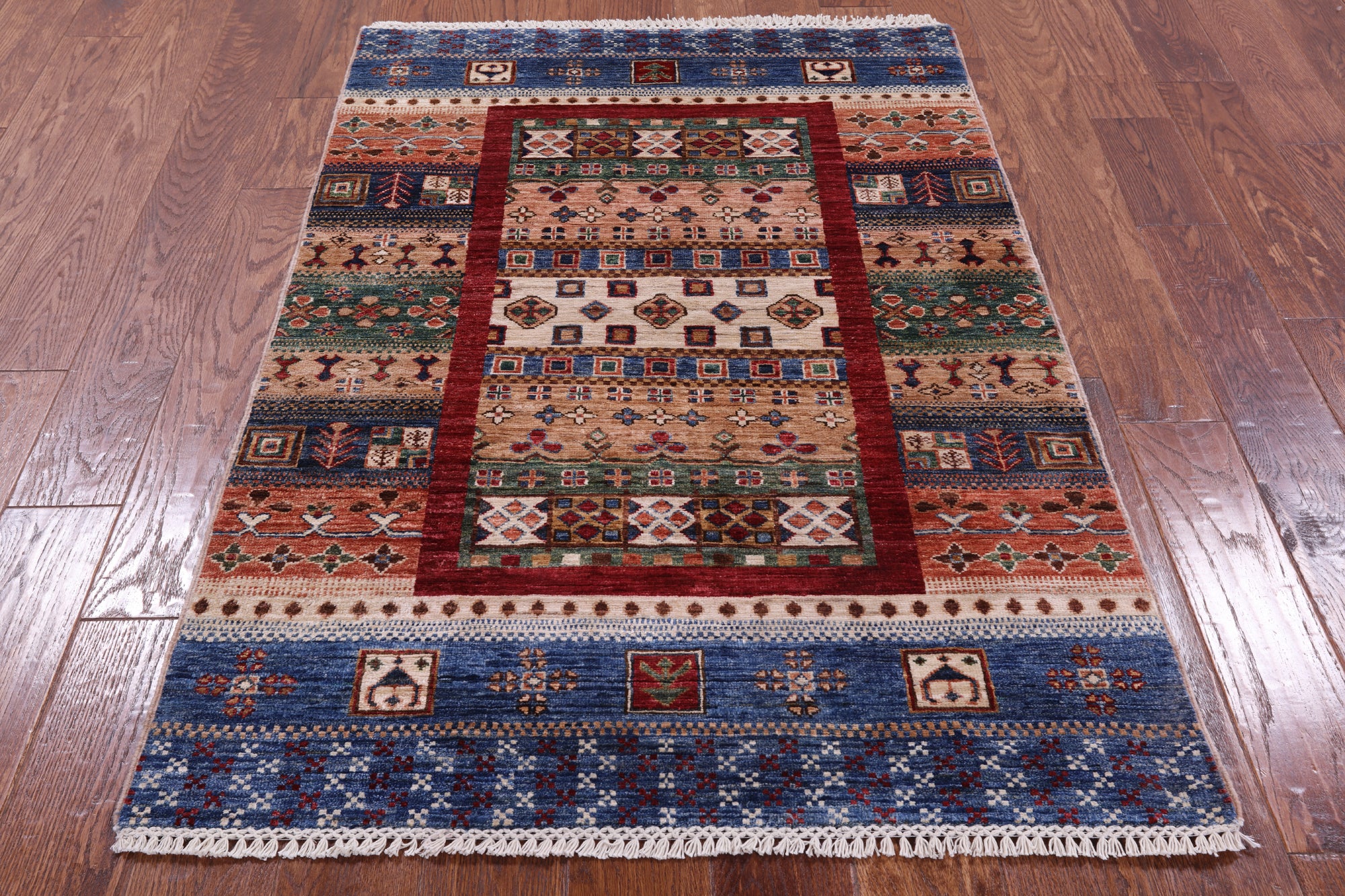 Tribal Persian Gabbeh Hand Knotted Wool Rug - 3' 4" X 4' 10" - Golden Nile