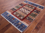 Tribal Persian Gabbeh Hand Knotted Wool Rug - 3' 4" X 4' 10" - Golden Nile