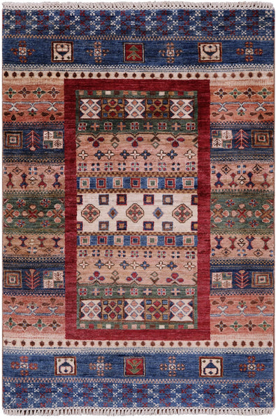 Tribal Persian Gabbeh Hand Knotted Wool Rug - 3' 4" X 4' 10" - Golden Nile