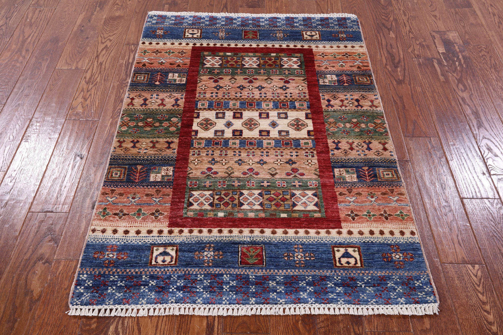 Tribal Persian Gabbeh Hand Knotted Wool Rug - 3' 4" X 4' 10" - Golden Nile