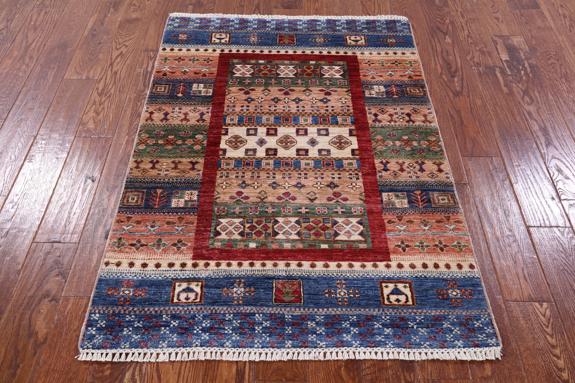 Tribal Persian Gabbeh Hand Knotted Wool Rug - 3' 4" X 4' 10" - Golden Nile