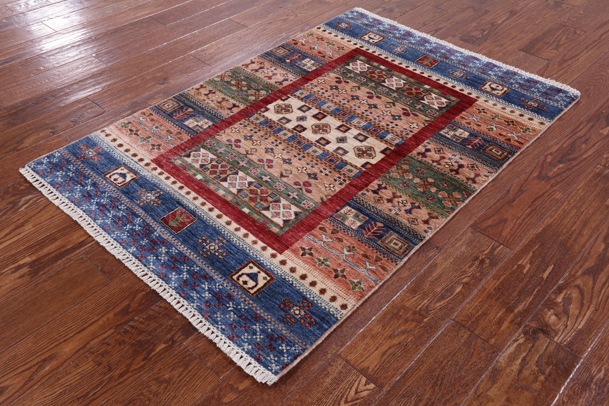 Tribal Persian Gabbeh Hand Knotted Wool Rug - 3' 4" X 4' 10" - Golden Nile
