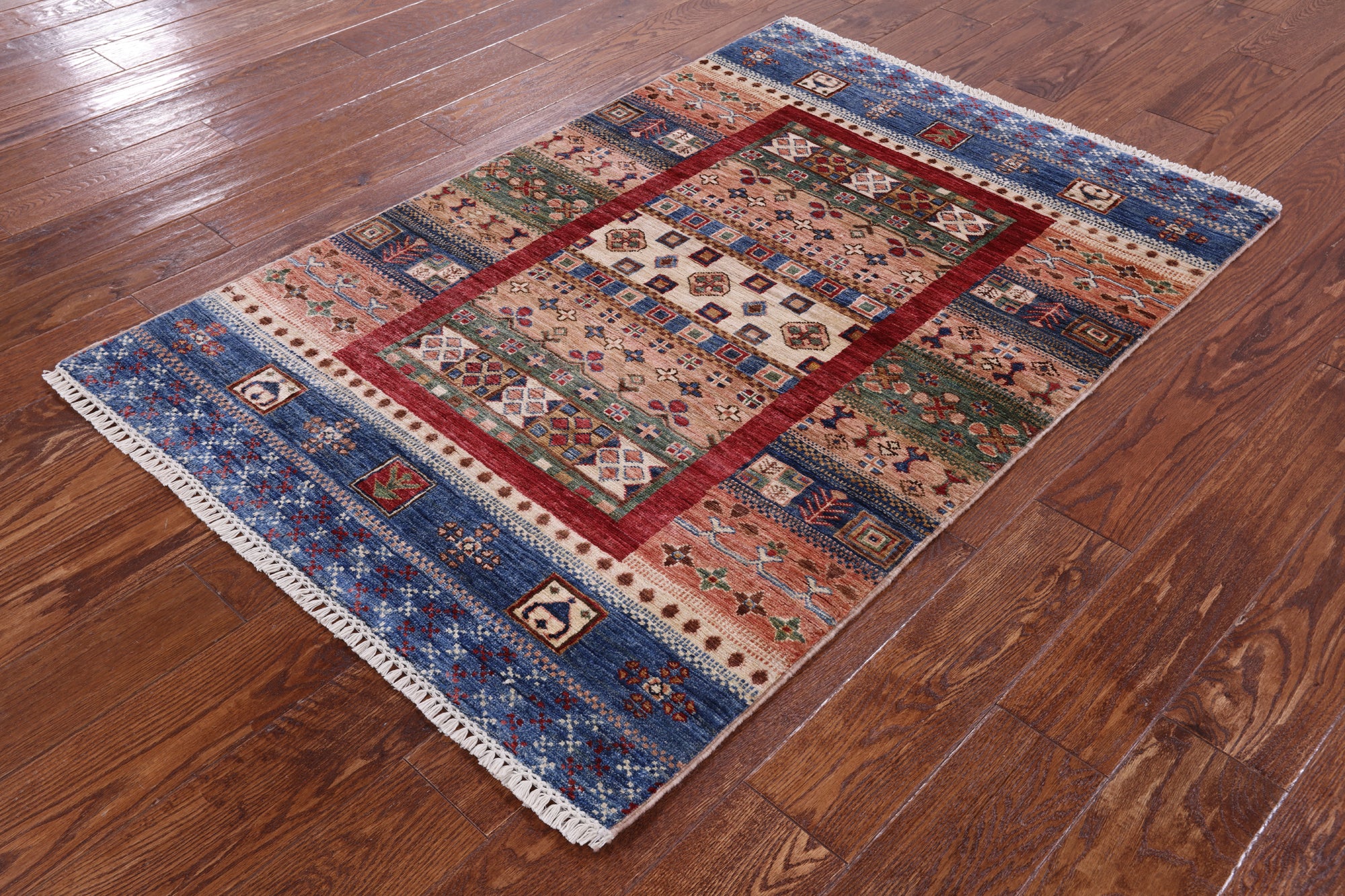 Tribal Persian Gabbeh Hand Knotted Wool Rug - 3' 4" X 4' 10" - Golden Nile