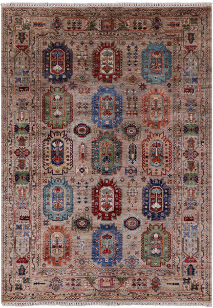 Turkmen Ersari Hand Knotted Wool Rug - 5' 10" X 8' 0" - Golden Nile