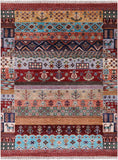 Tribal Persian Gabbeh Hand Knotted Wool Rug - 5' 1" X 6' 8" - Golden Nile