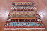 Tribal Persian Gabbeh Hand Knotted Wool Rug - 5' 1" X 6' 8" - Golden Nile