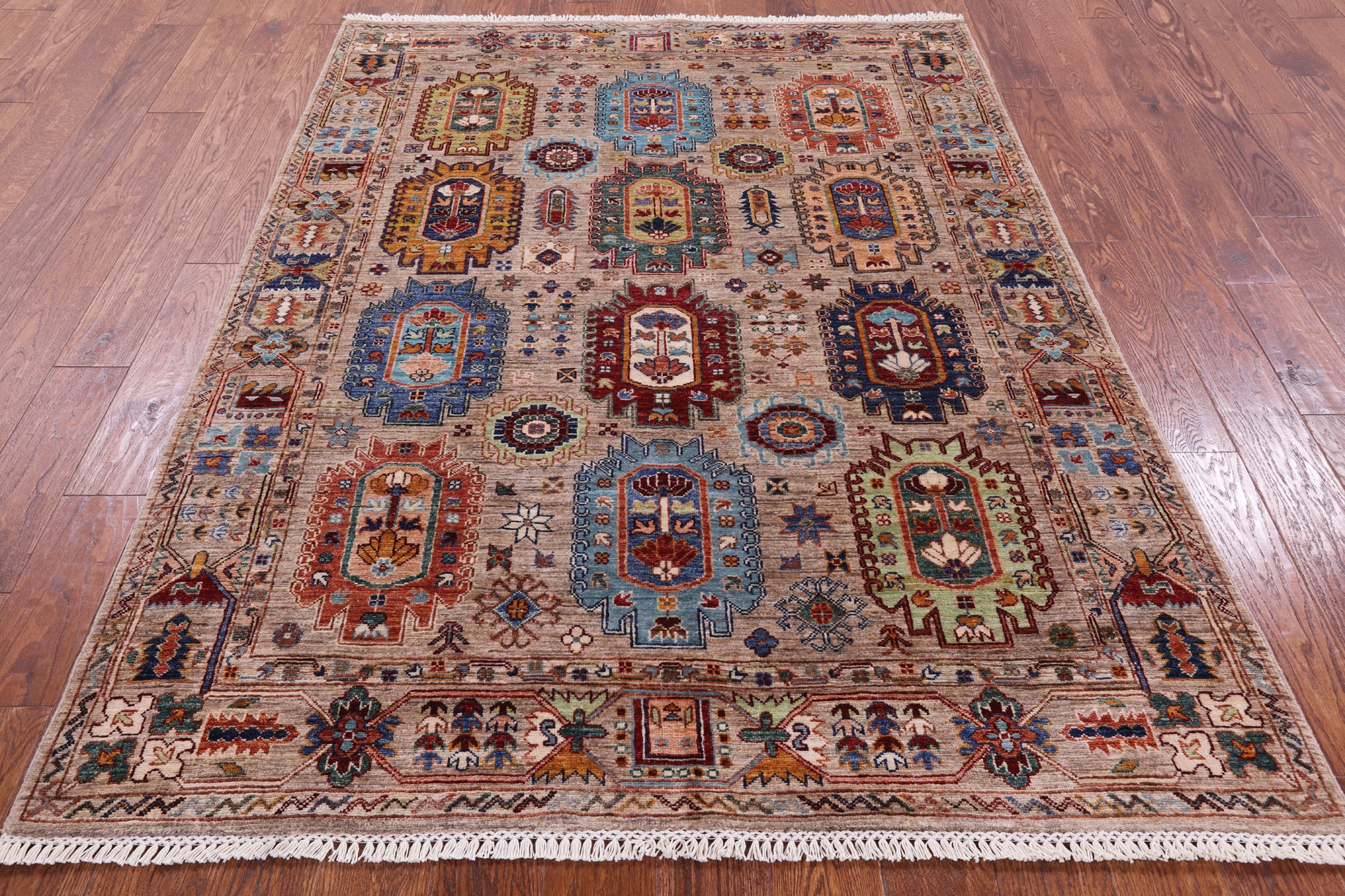 Turkmen Ersari Hand Knotted Wool Rug - 5' 2" X 6' 9" - Golden Nile