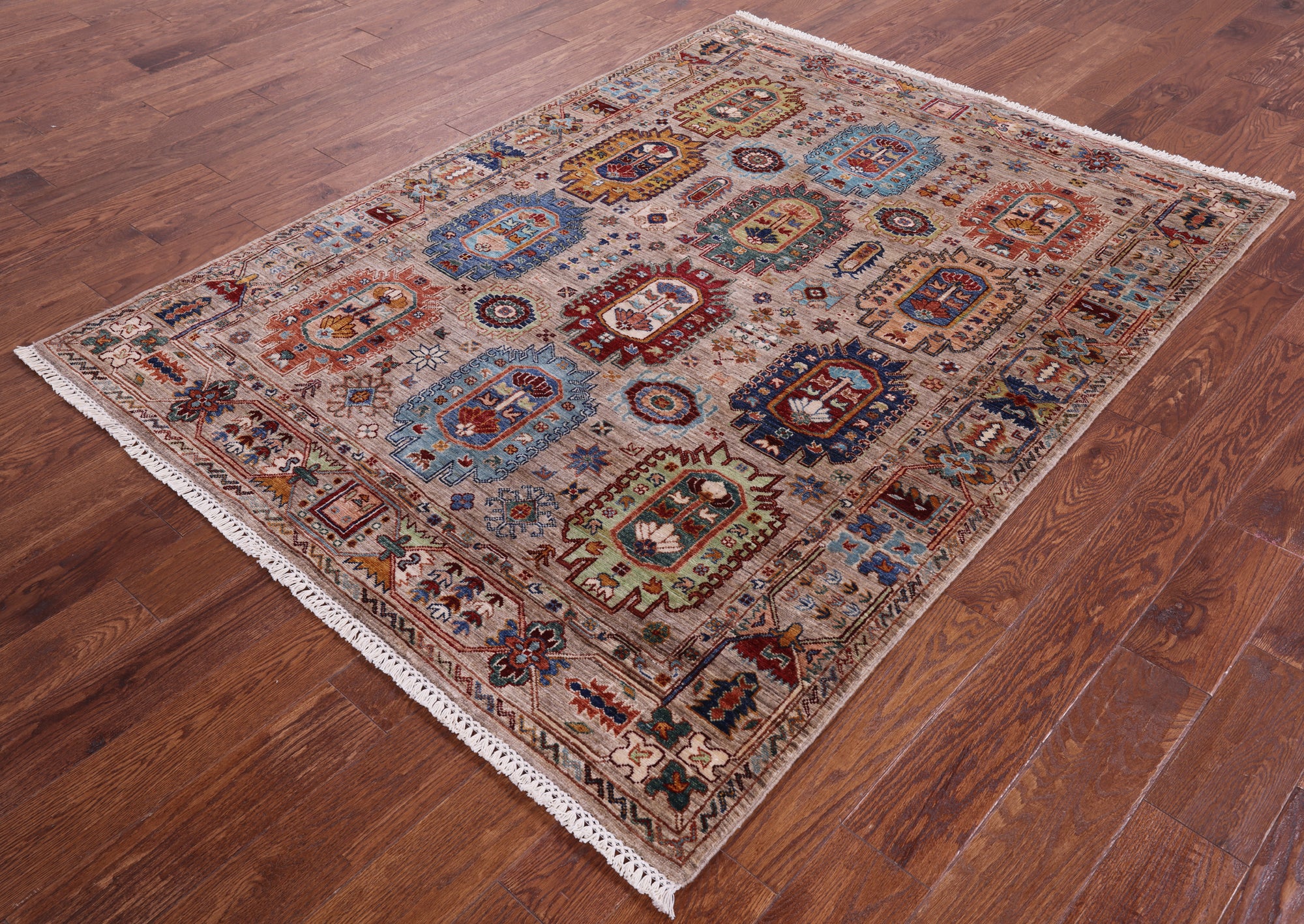 Turkmen Ersari Hand Knotted Wool Rug - 5' 2" X 6' 9" - Golden Nile