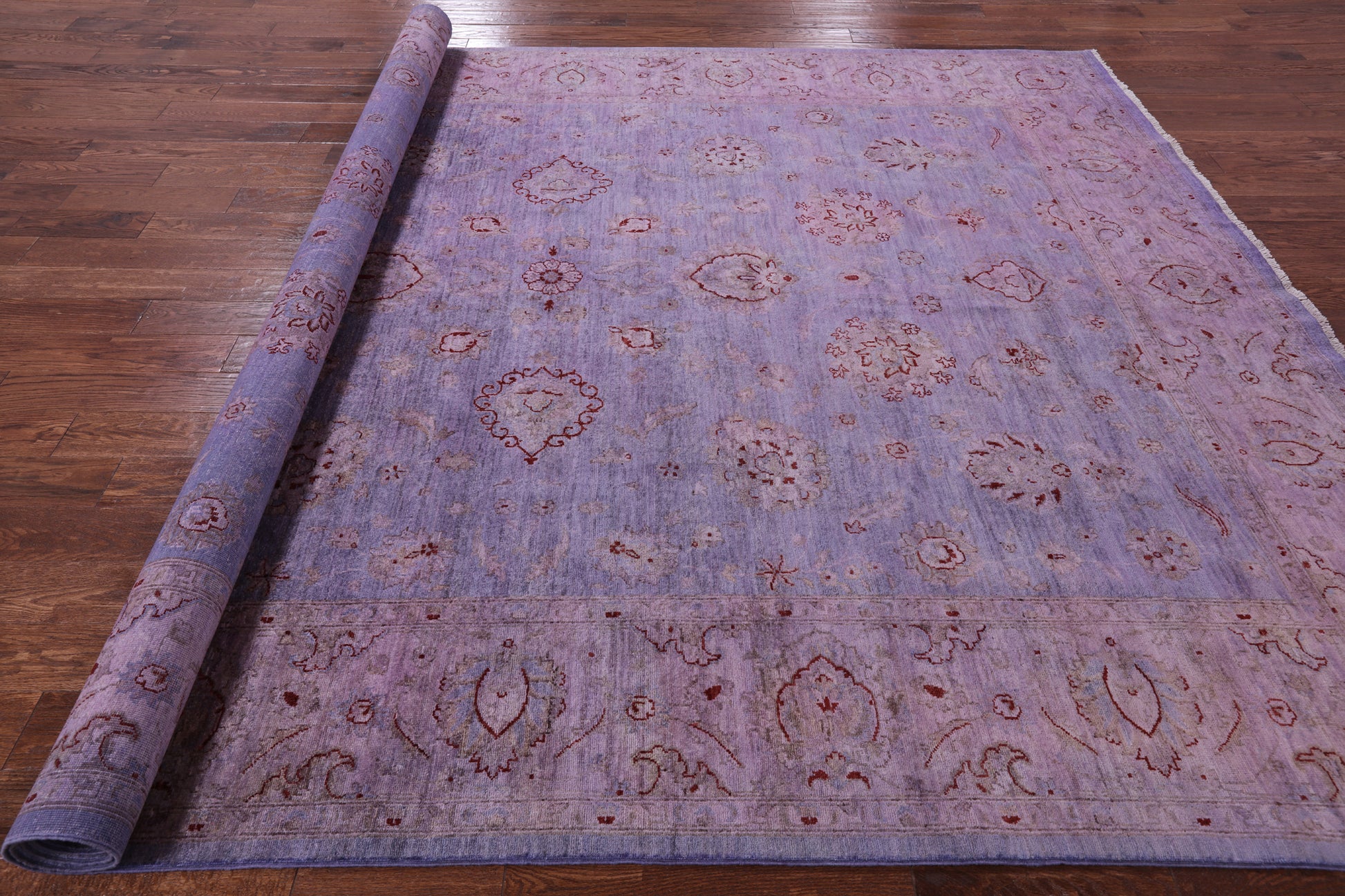 Purple Full Pile Overdyed Hand Knotted Wool Rug - 9' 0" X 11' 8" - Golden Nile