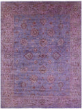 Purple Full Pile Overdyed Hand Knotted Wool Rug - 9' 0" X 11' 8" - Golden Nile