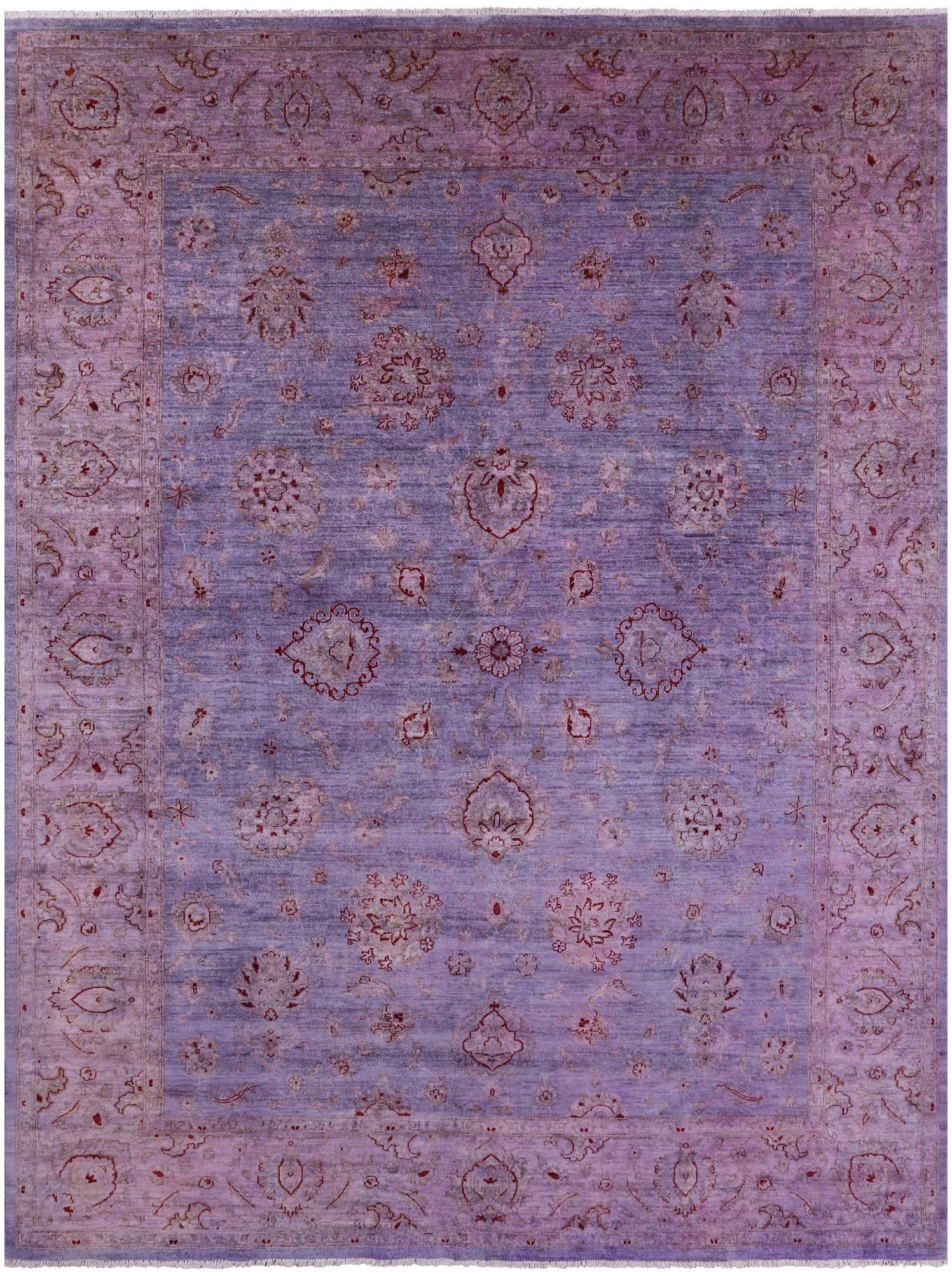 Purple Full Pile Overdyed Hand Knotted Wool Rug - 9' 0" X 11' 8" - Golden Nile