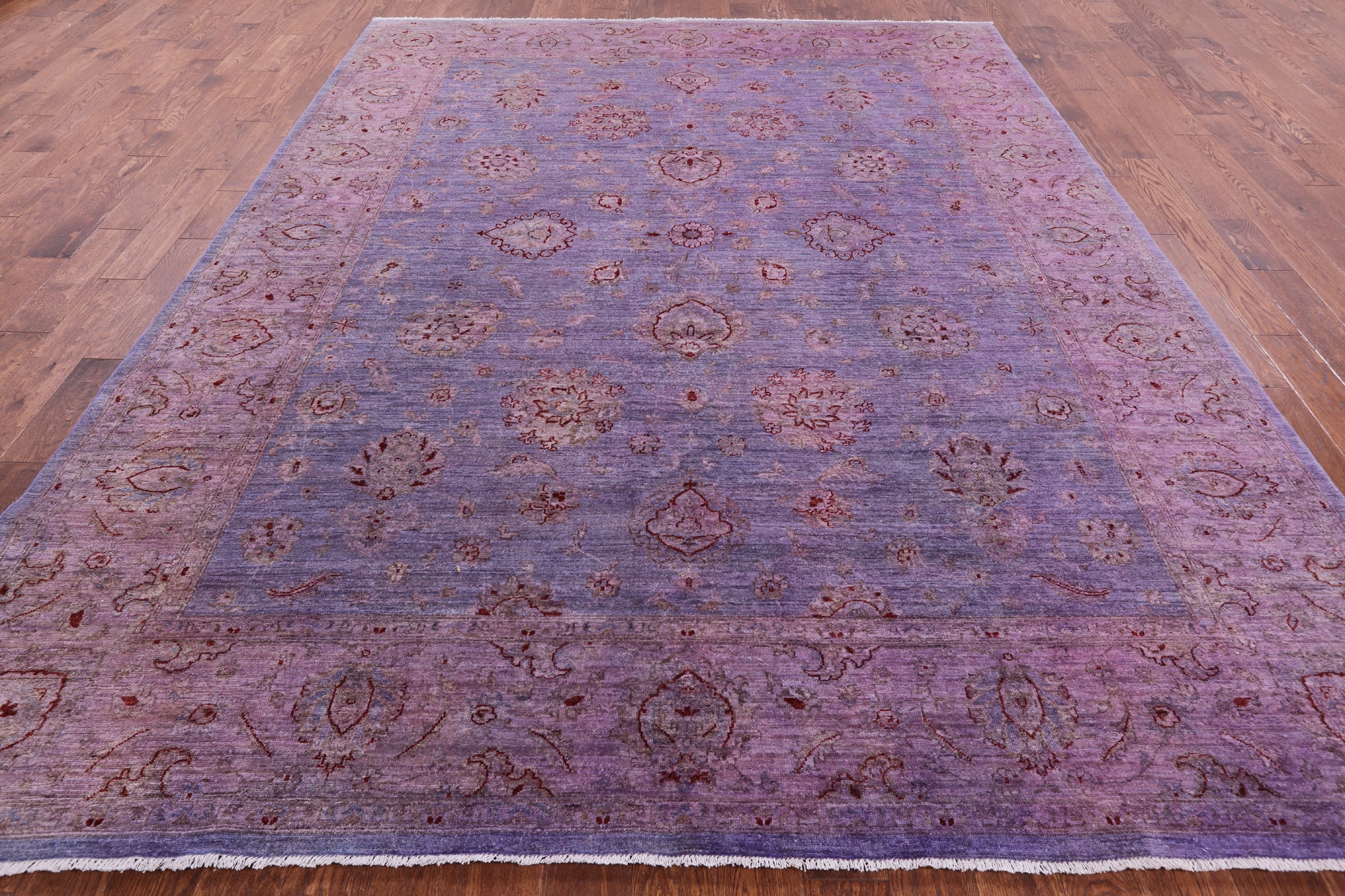 Purple Full Pile Overdyed Hand Knotted Wool Rug - 9' 0" X 11' 8" - Golden Nile