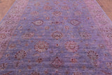 Purple Full Pile Overdyed Hand Knotted Wool Rug - 9' 0" X 11' 8" - Golden Nile
