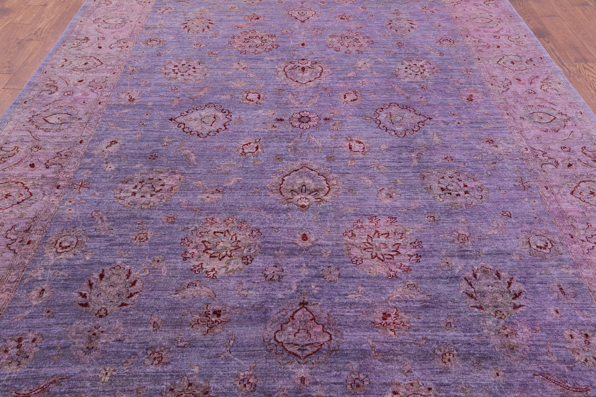 Purple Full Pile Overdyed Hand Knotted Wool Rug - 9' 0" X 11' 8" - Golden Nile