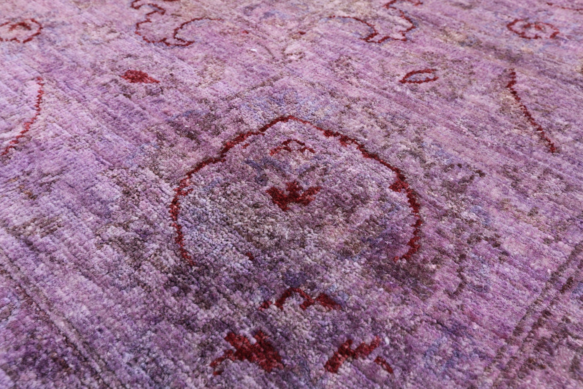 Purple Full Pile Overdyed Hand Knotted Wool Rug - 9' 0" X 11' 8" - Golden Nile