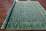 Green Full Pile Overdyed Handmade Wool Rug - 8' 10" X 11' 10" - Golden Nile