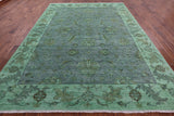 Green Full Pile Overdyed Handmade Wool Rug - 8' 10" X 11' 10" - Golden Nile