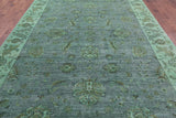 Green Full Pile Overdyed Handmade Wool Rug - 8' 10" X 11' 10" - Golden Nile