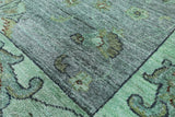 Green Full Pile Overdyed Handmade Wool Rug - 8' 10" X 11' 10" - Golden Nile