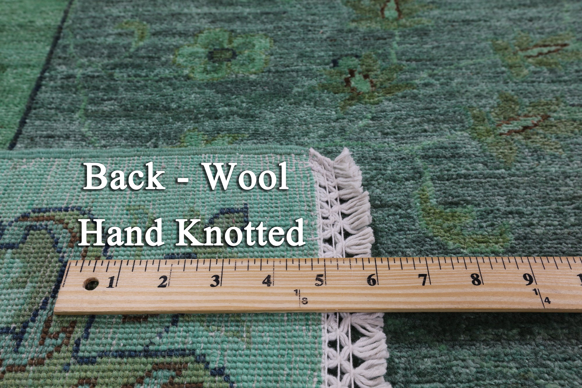 Green Full Pile Overdyed Handmade Wool Rug - 8' 10" X 11' 10" - Golden Nile