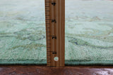 Green Full Pile Overdyed Handmade Wool Rug - 8' 10" X 11' 10" - Golden Nile