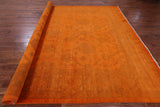 Orange Full Pile Overdyed Hand Knotted Wool Rug - 9' 0" X 11' 9" - Golden Nile