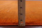 Orange Full Pile Overdyed Hand Knotted Wool Rug - 9' 0" X 11' 9" - Golden Nile