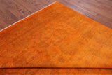 Orange Full Pile Overdyed Hand Knotted Wool Rug - 9' 0" X 11' 9" - Golden Nile
