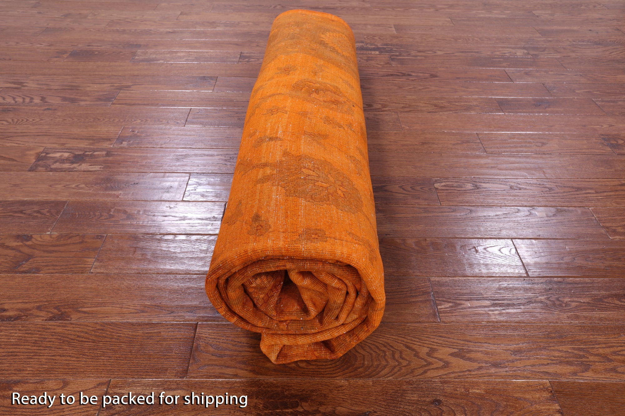 Orange Full Pile Overdyed Hand Knotted Wool Rug - 9' 0" X 11' 9" - Golden Nile