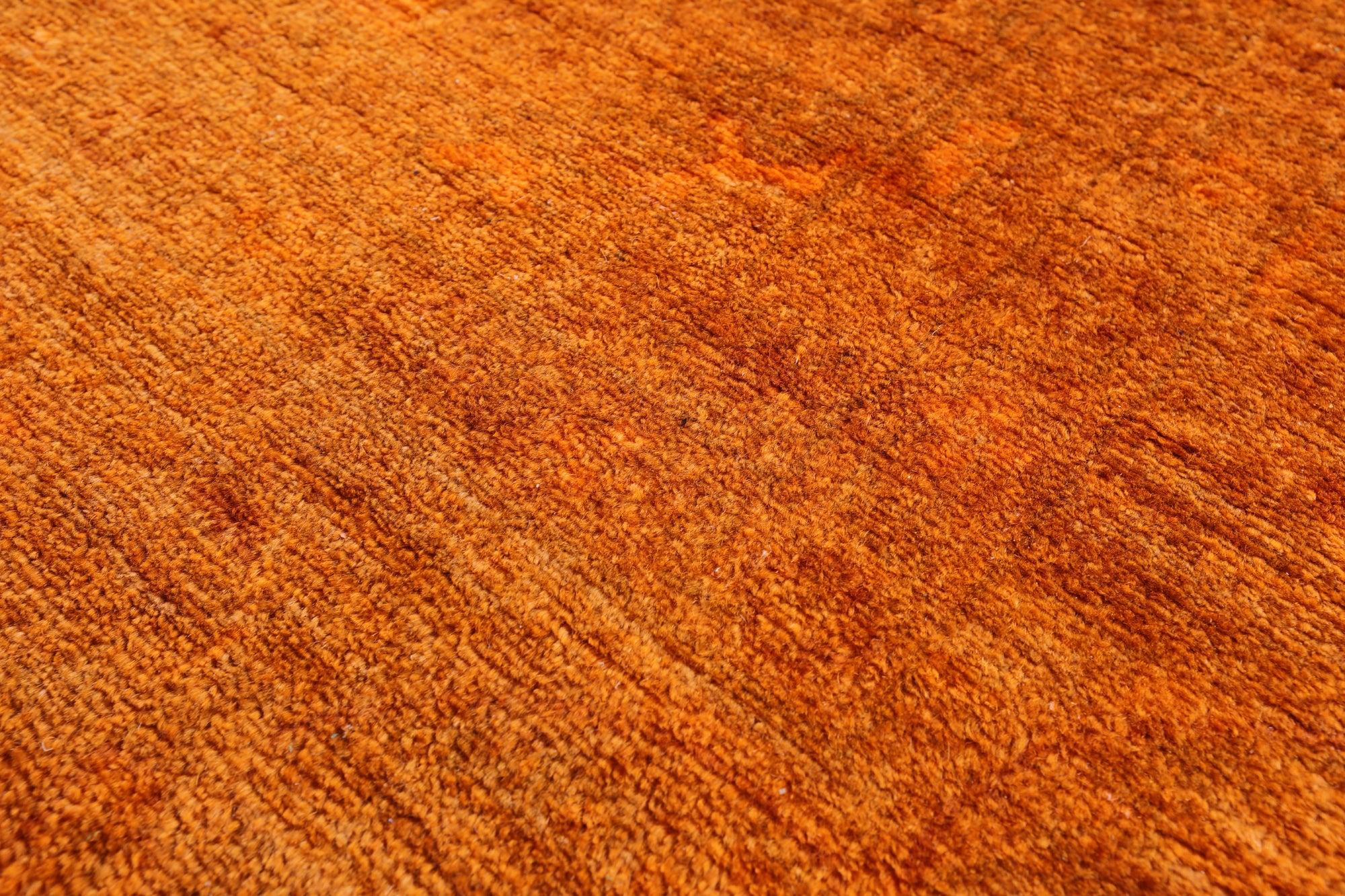 Orange Full Pile Overdyed Hand Knotted Wool Rug - 9' 0" X 11' 9" - Golden Nile