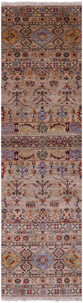 Khorjin Persian Gabbeh Handmade Wool Runner Rug - 2' 9" X 10' 0" - Golden Nile