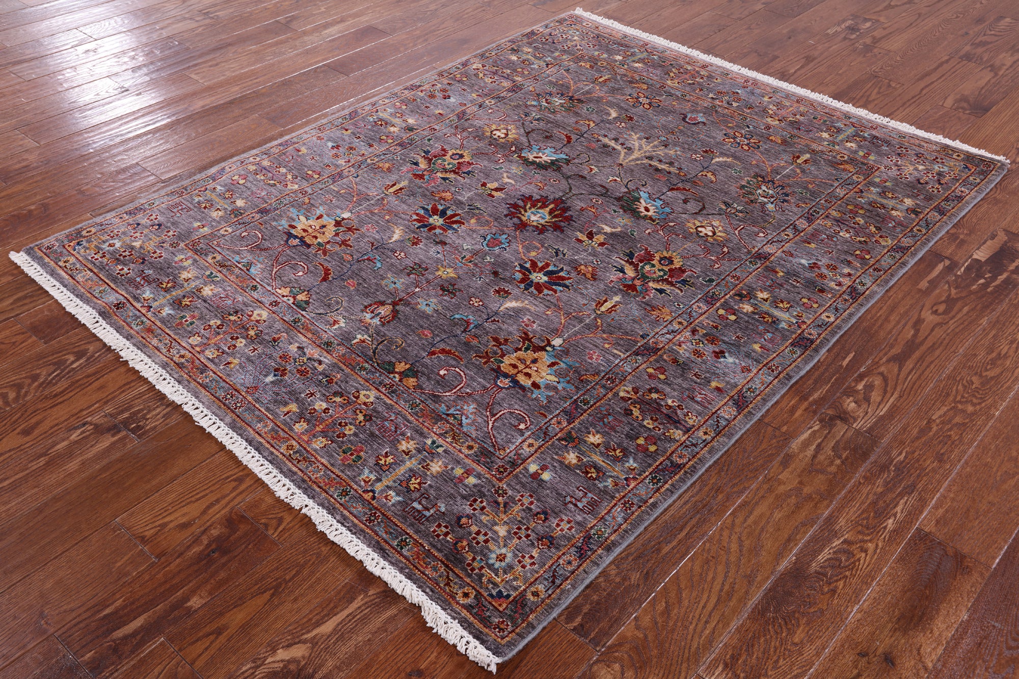Peshawar Hand Knotted Wool Rug - 5' 0" X 6' 7" - Golden Nile