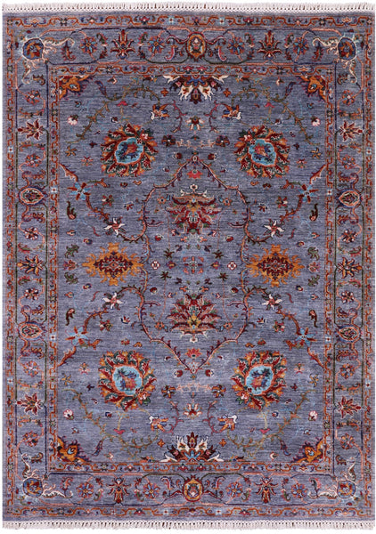 Peshawar Hand Knotted Wool Rug - 5' 0" X 6' 8" - Golden Nile
