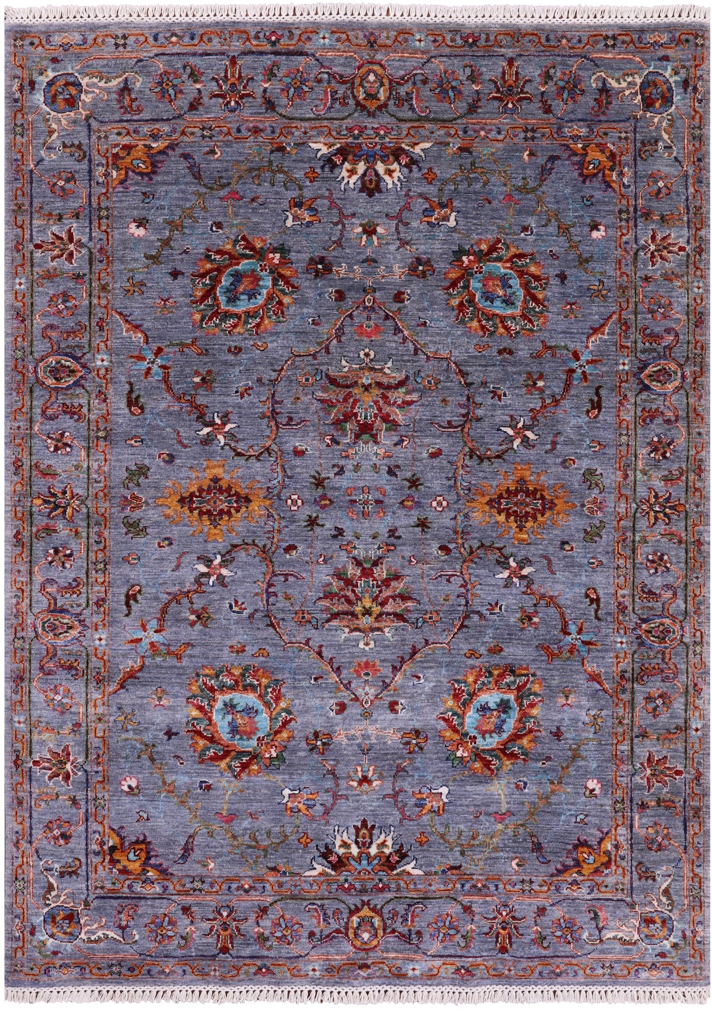 Peshawar Hand Knotted Wool Rug - 5' 0" X 6' 8" - Golden Nile