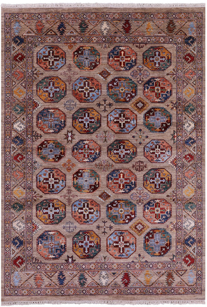 Turkmen Ersari Hand Knotted Wool Rug - 6' 1" X 8' 7" - Golden Nile